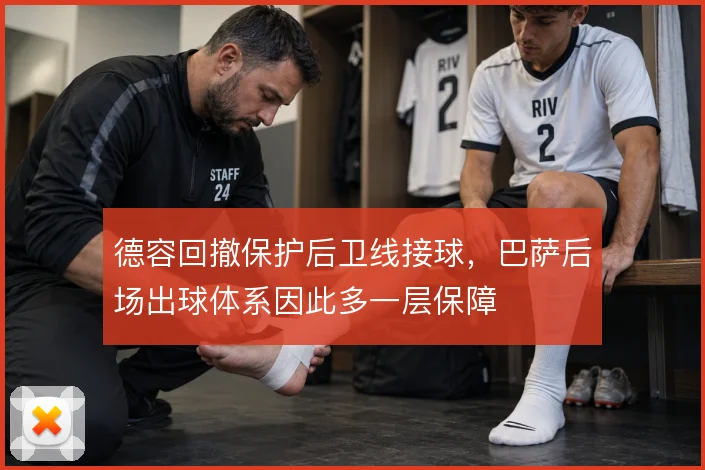 德容回撤保护后卫线接球，巴萨后场出球体系因此多一层保障